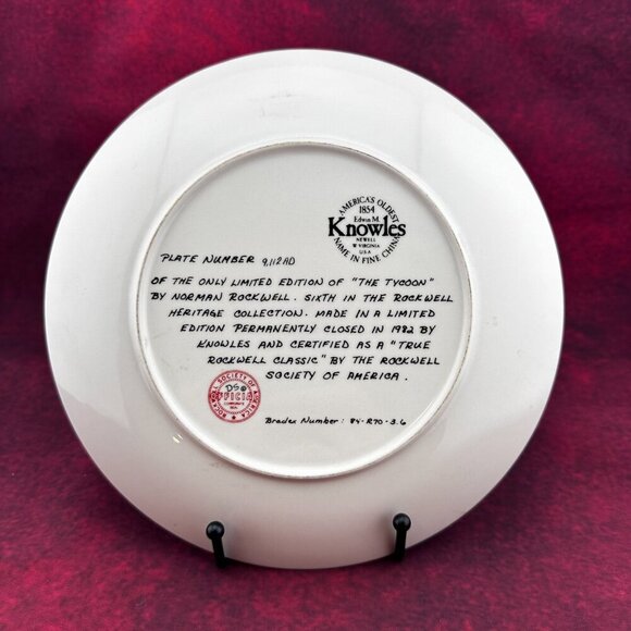 VTG "THE TYCOON" LIMITED EDITION COLLECTION by NORMAN ROCKWELL PLATE # 9,112AD - Picture 3 of 5